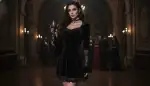 Stilvolles Hexe Kostüm Damen Sexy Mini Kleid