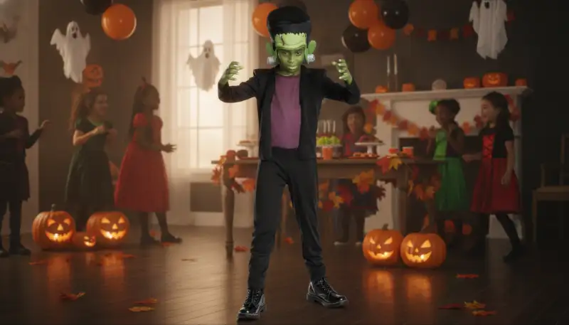 Grünes Monster: Frankenstein Kostüm Kinder