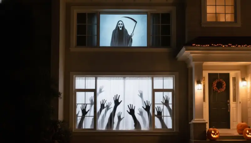 Grusel-Spektakel am Fenster: Wie die Rückprojektionsleinwand für Halloween-Videos Ihr Zuhause verzaubert