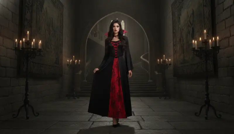 Vampirin Kostüm Damen: Lange Gothic Eleganz